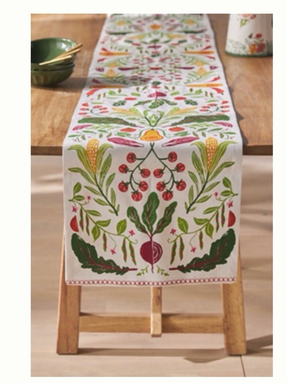 Anthropologie Kitchen Harvest Print table runner - Yellow & Green